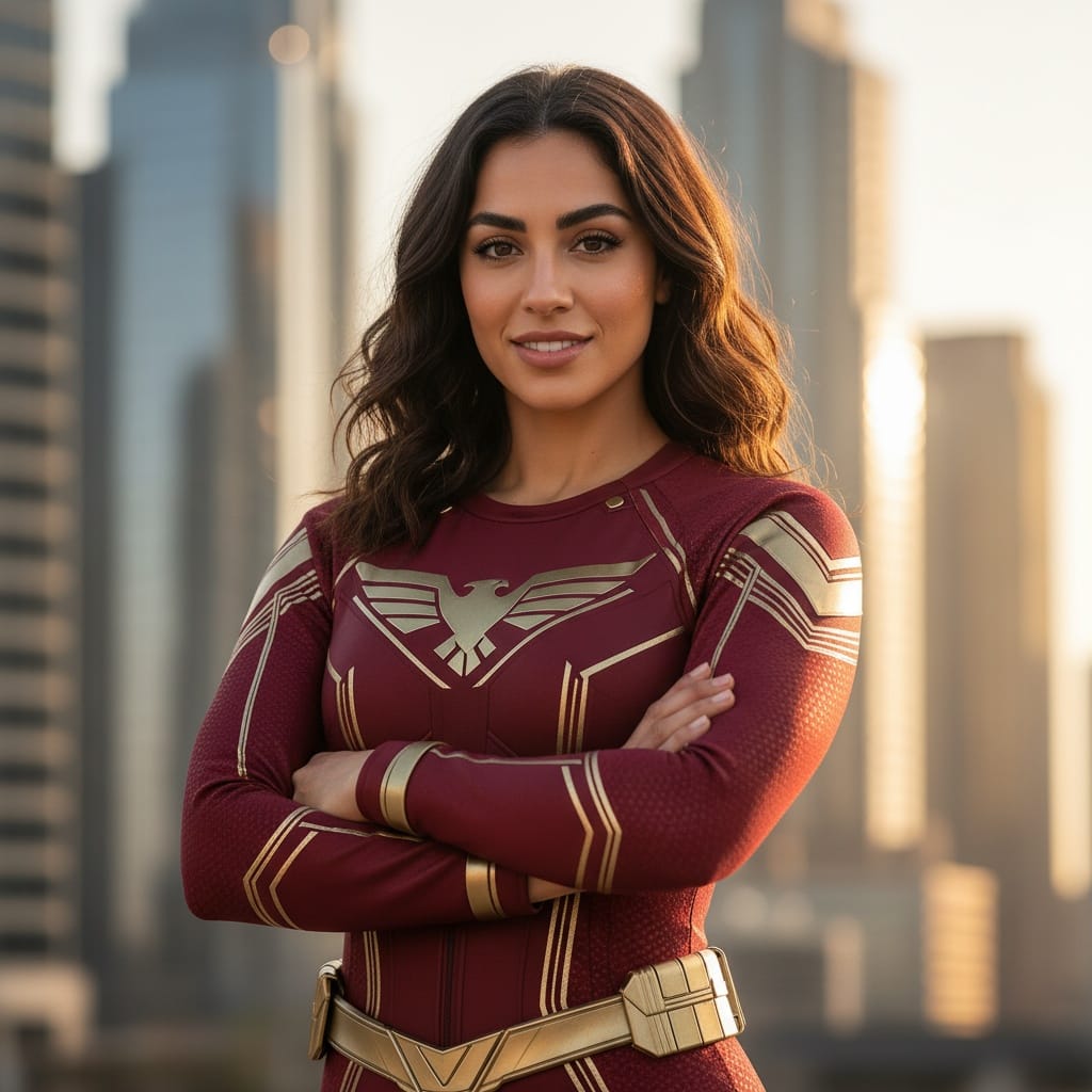 athletic middle_eastern woman heroic arms crossed portrait 31104128