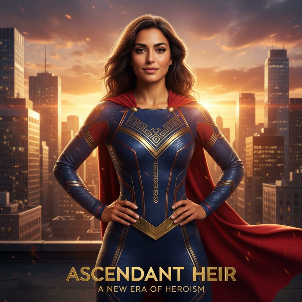 athletic middle_eastern woman heroic city rooftop pose 55467154