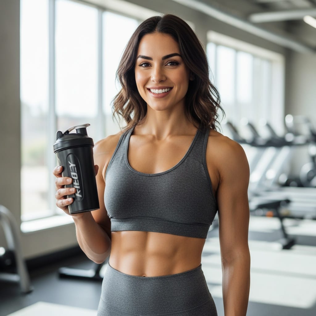 athletic middle_eastern woman protein shake lifestyle 30576488