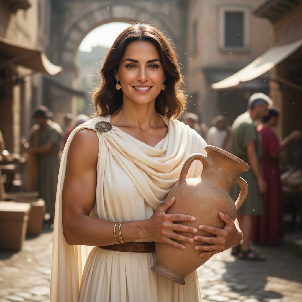 athletic middle_eastern woman roman marketplace daily life 90218527