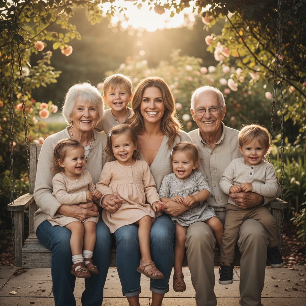 athletic white woman grandparents with grandchildren 43410597