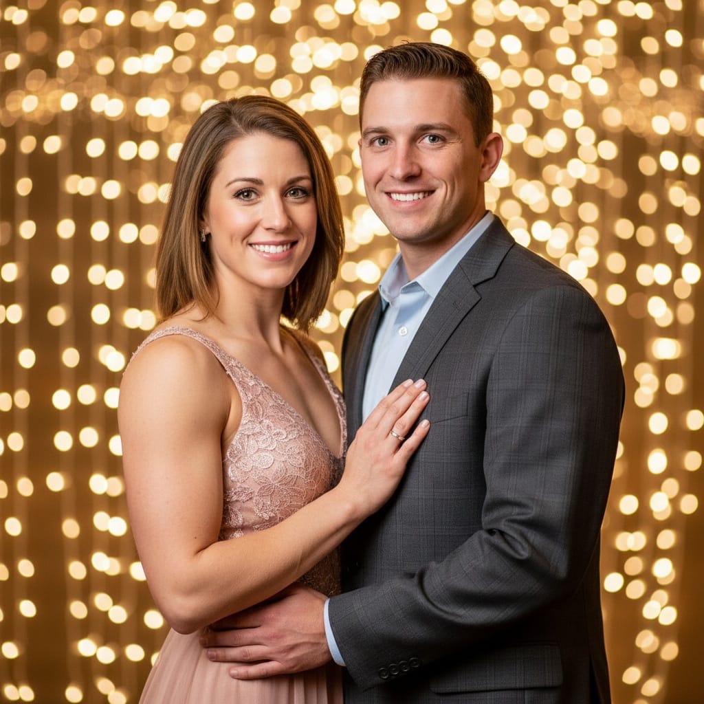 athletic white woman romantic couple portrait golden hour 11203085