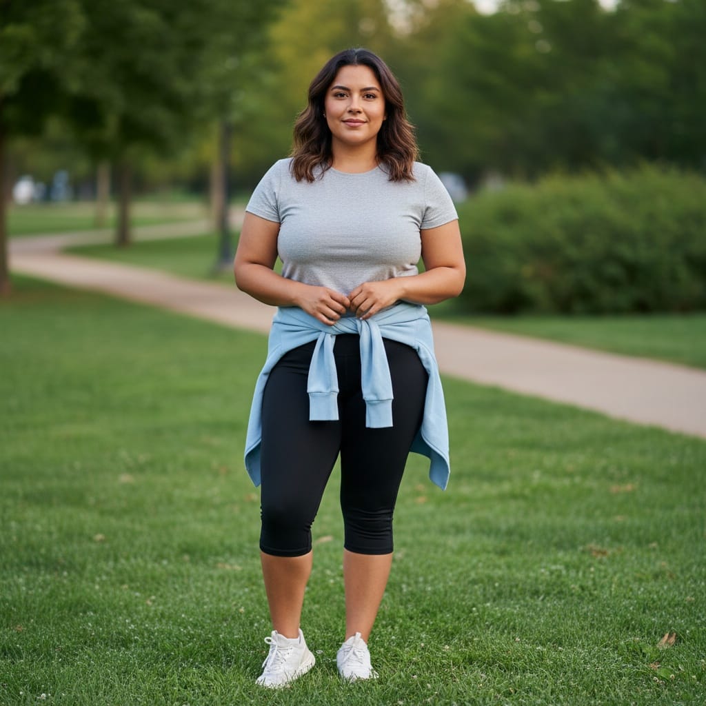 curve latino woman before outdoor lifestyle starting 18037245