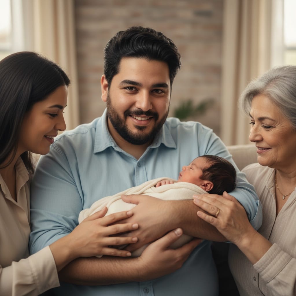 curve middle_eastern man parents holding newborn together 21139551