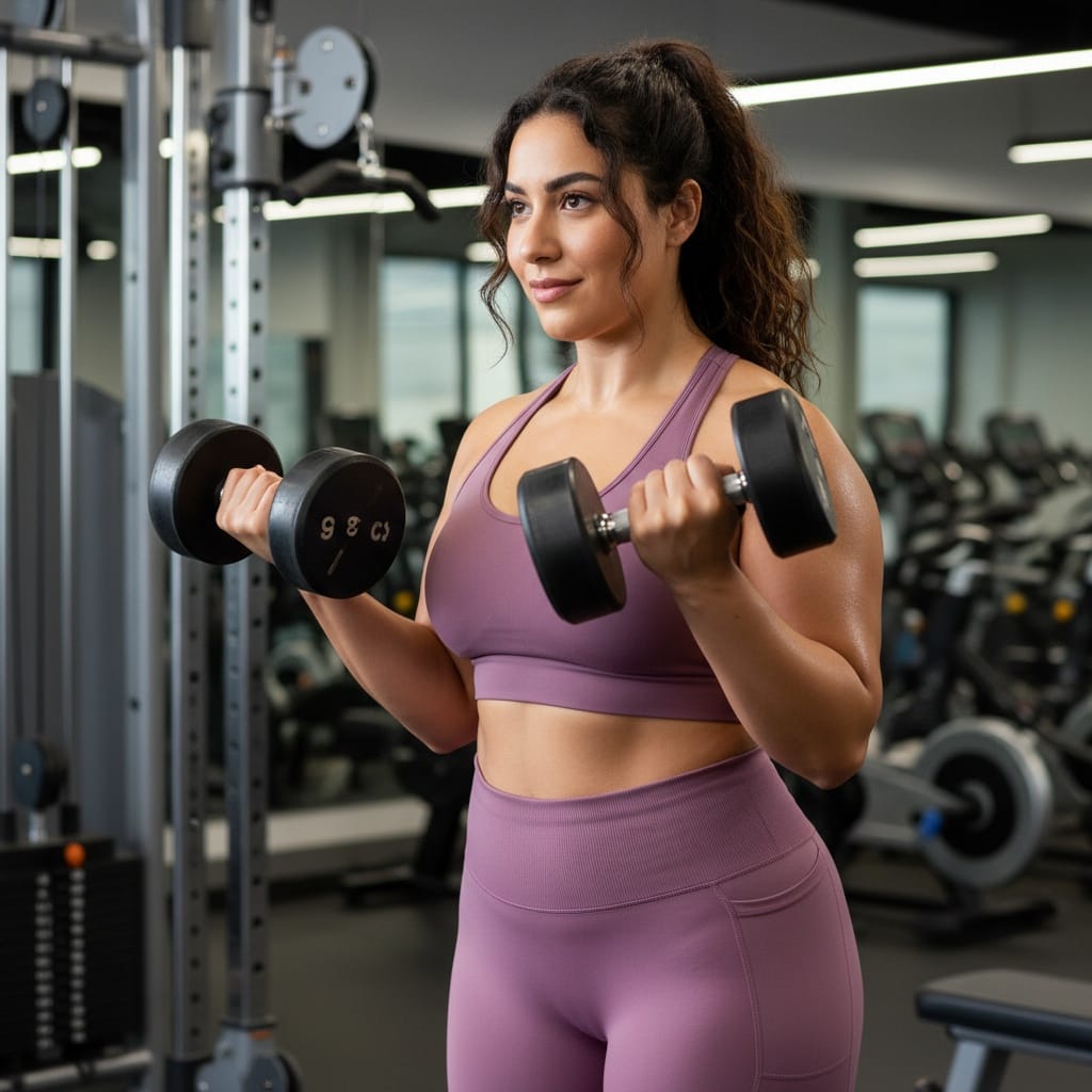 curve middle_eastern woman after gym environment strong 87530883