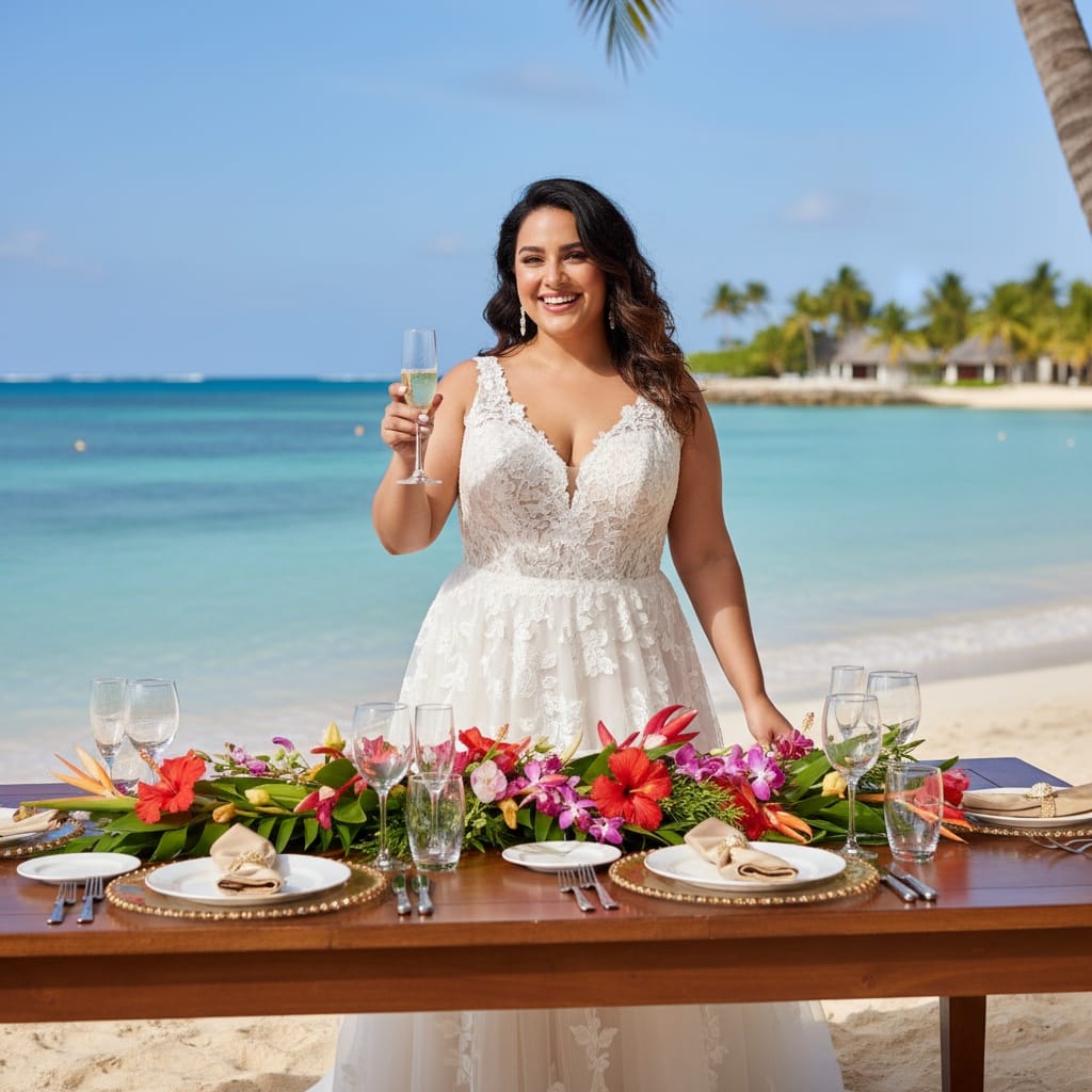 curve middle_eastern woman beachfront champagne celebration 82066833