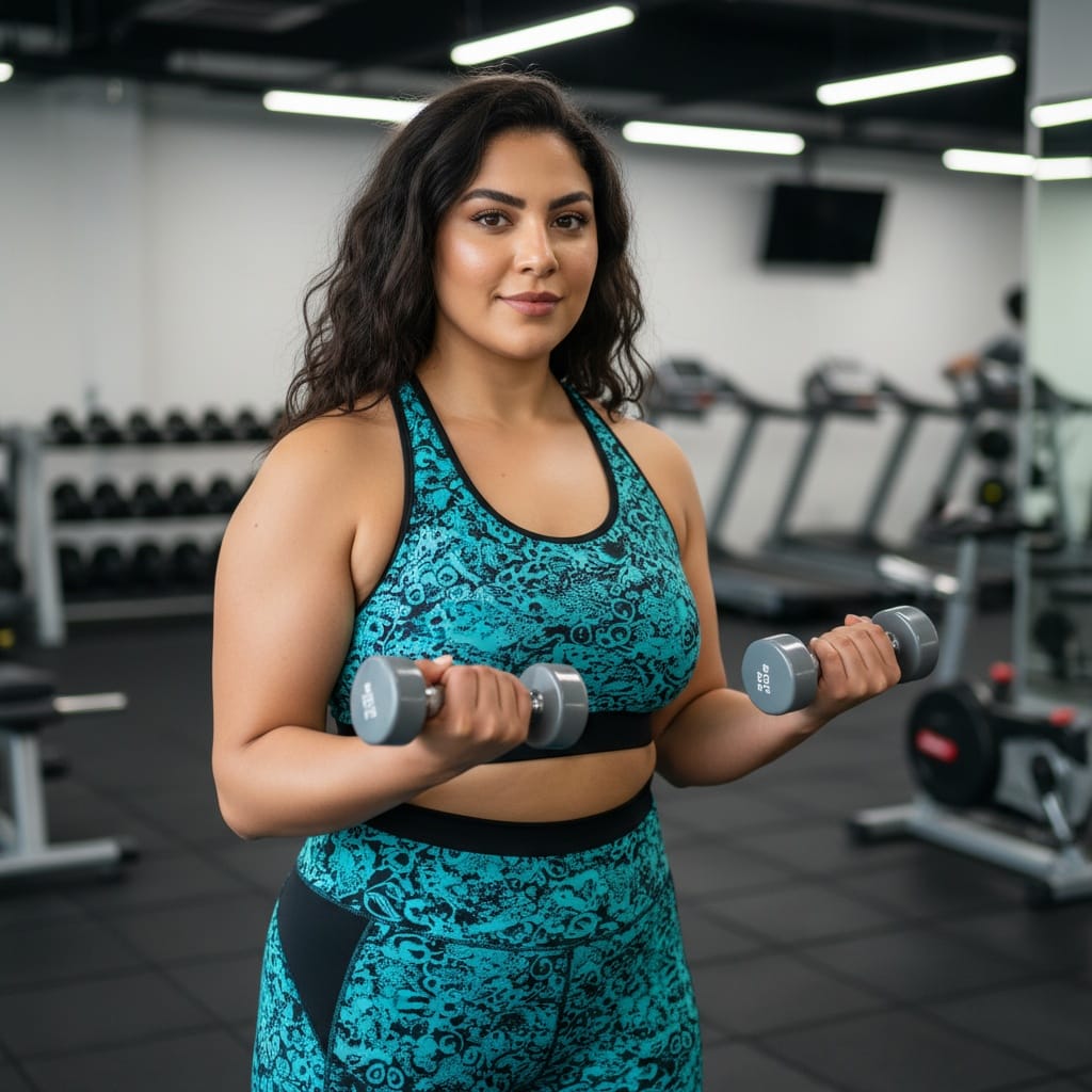 curve middle_eastern woman before gym environment starting 39389391