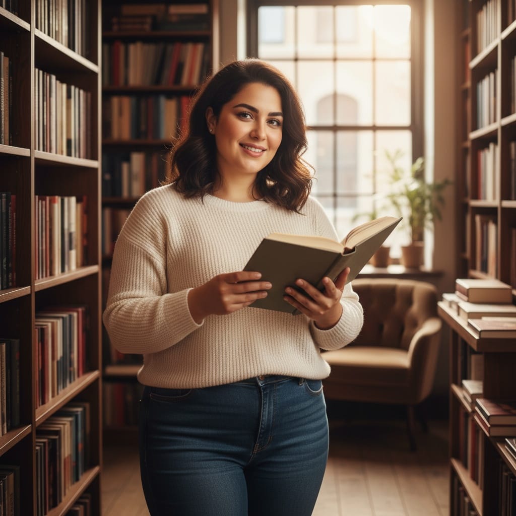 curve middle_eastern woman bookstore library intellectual 26866151