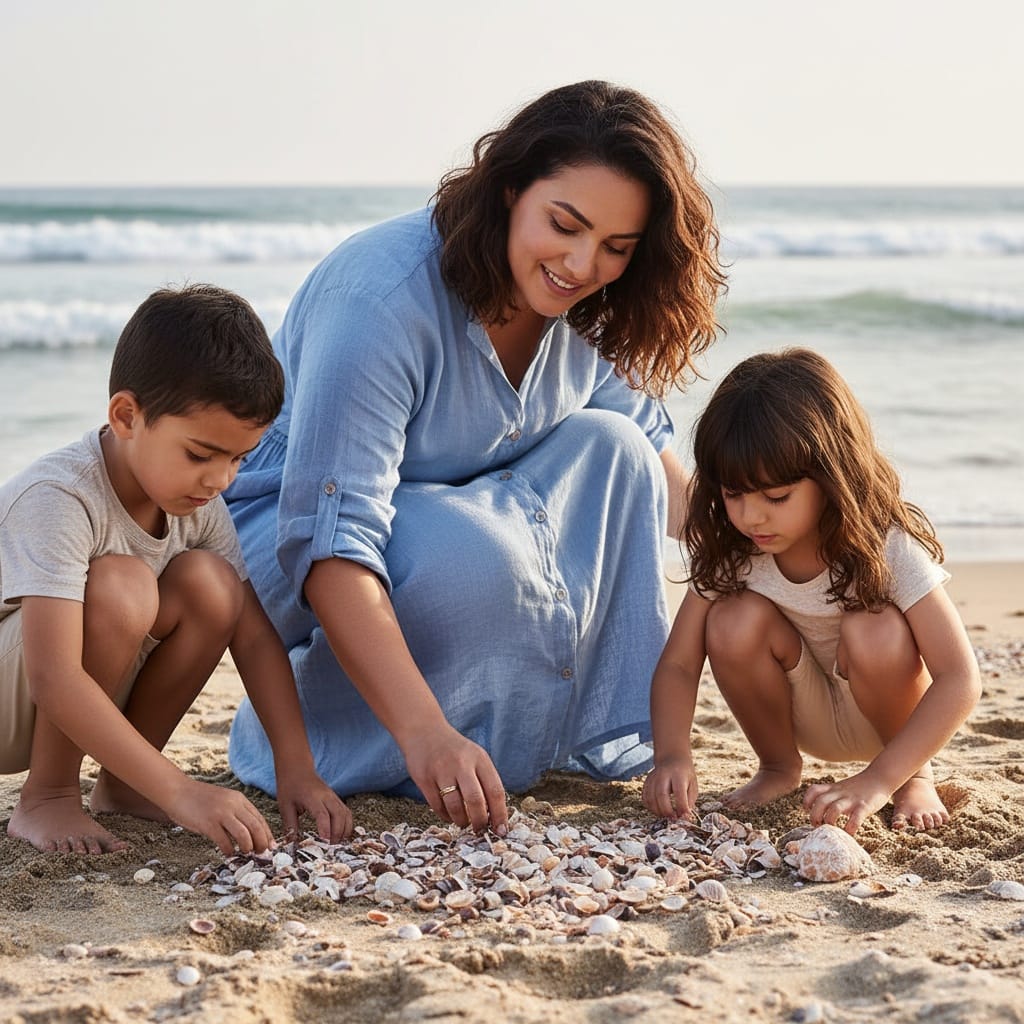curve middle_eastern woman collecting shells activity 33355141