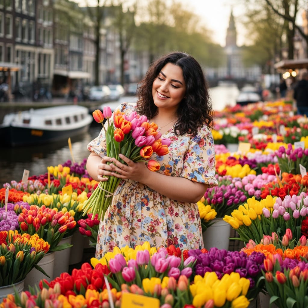 curve middle_eastern woman flower market bloemenmarkt 29005562
