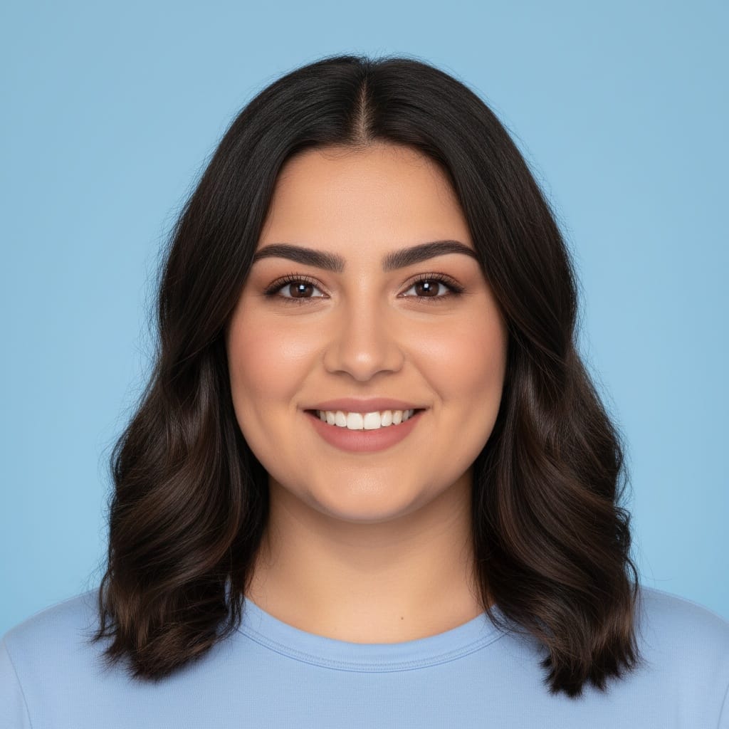 curve middle_eastern woman light blue background direct 85365299