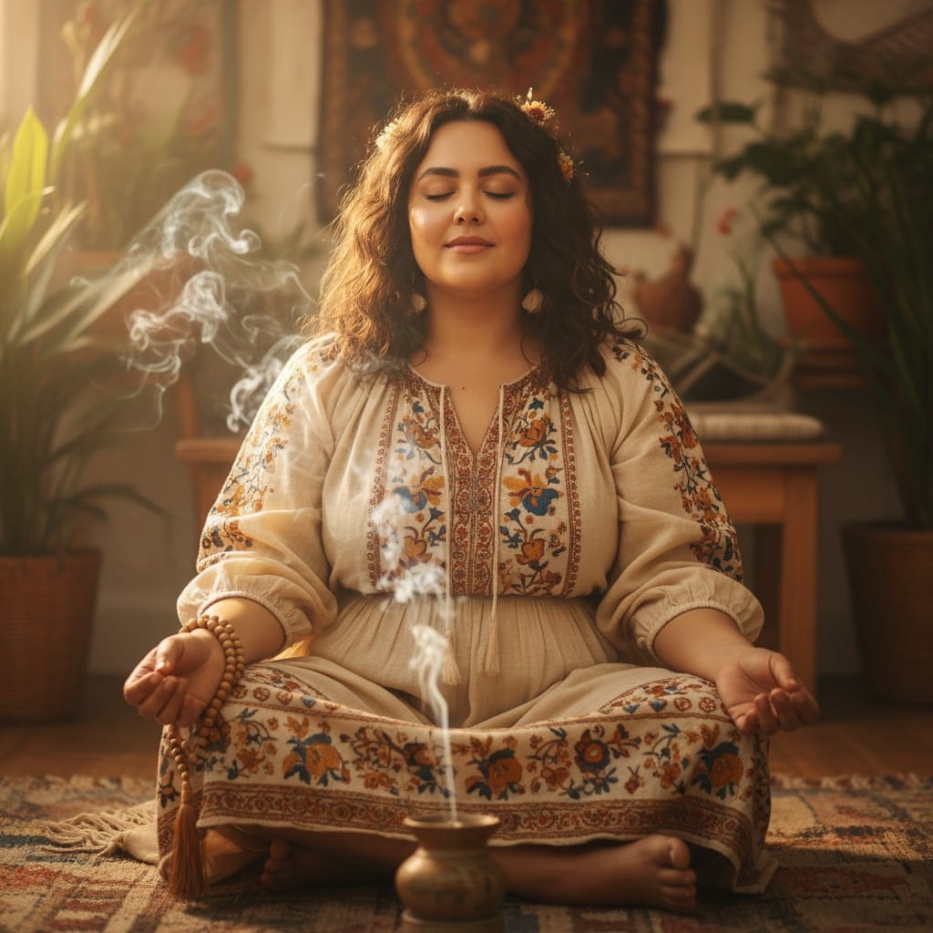 curve middle_eastern woman meditation spiritual portrait 39311187