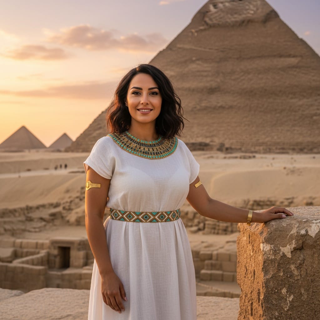 curve middle_eastern woman pyramid exterior portrait 41384209