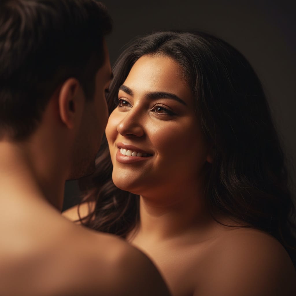 curve middle_eastern woman standing embrace bare shoulders 33232448