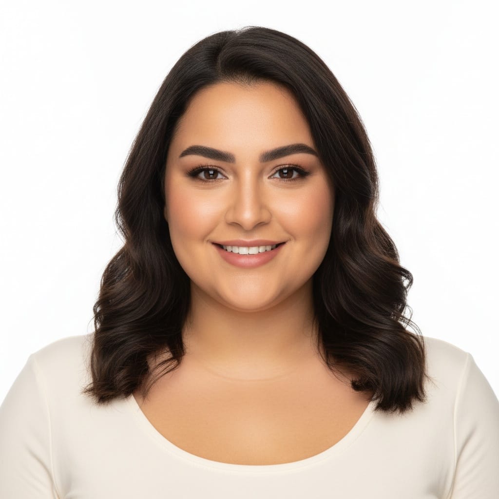 curve middle_eastern woman white background full face 88920542