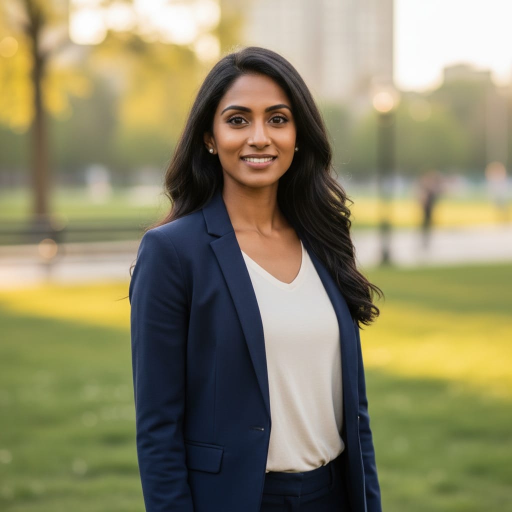 petite indian woman confident outdoor coaching portrait 48105009