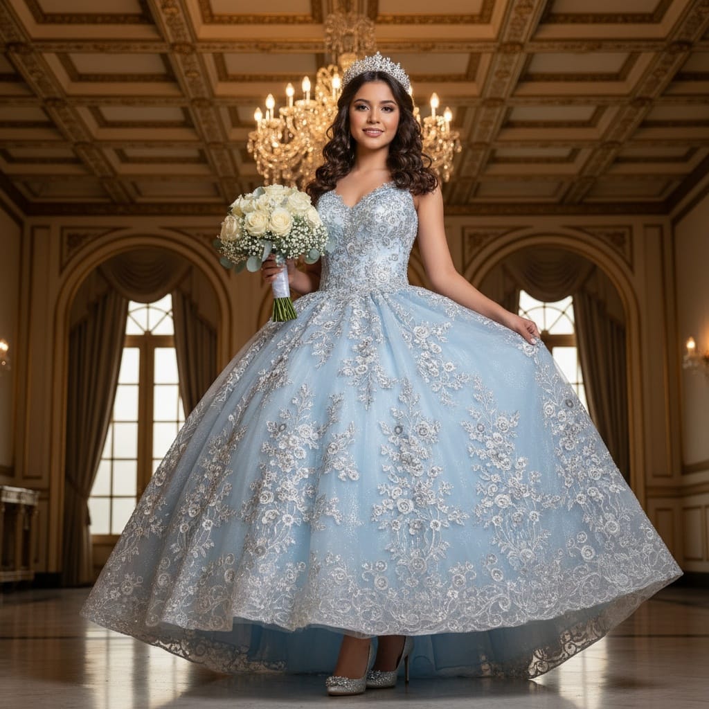 petite latina woman elegant full length gown portrait 92079366