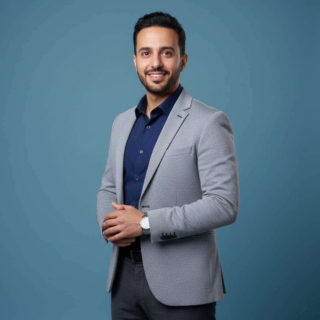 petite middle_eastern man studio portrait clean background 75606686