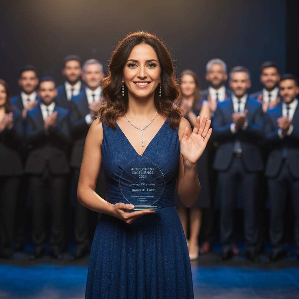 petite middle_eastern woman awards ceremony recognition 10541105