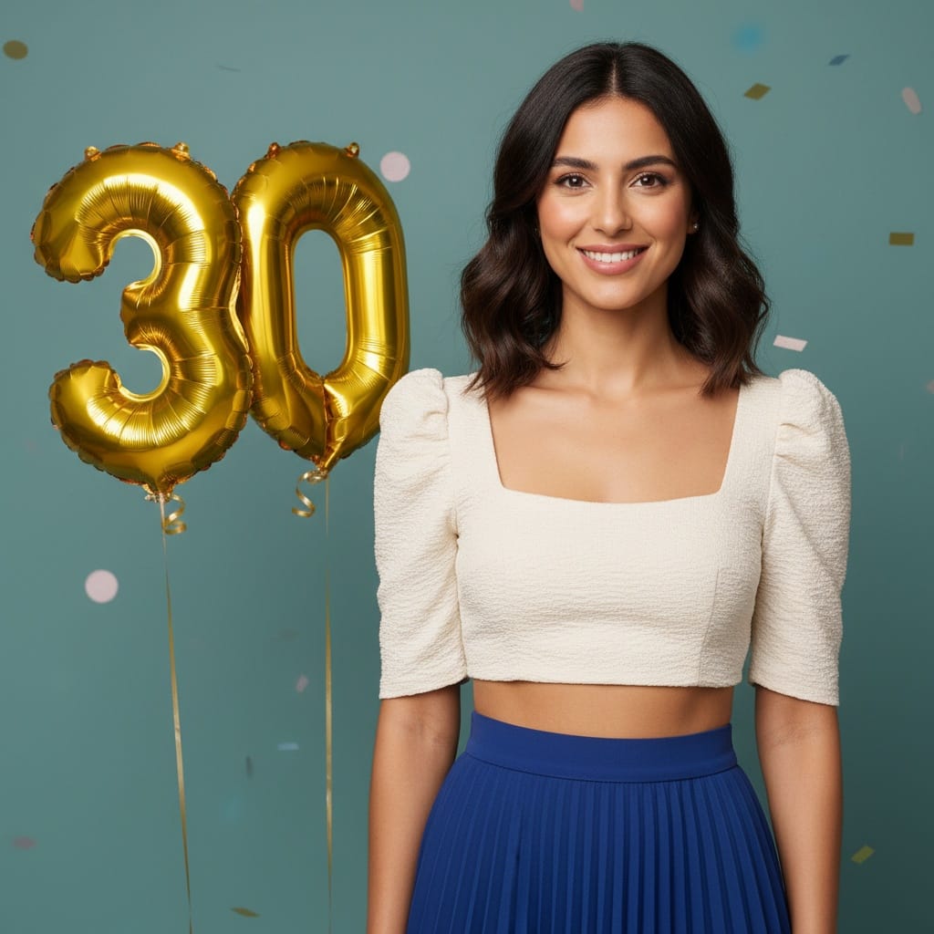 petite middle_eastern woman minimalist birthday studio 66072347