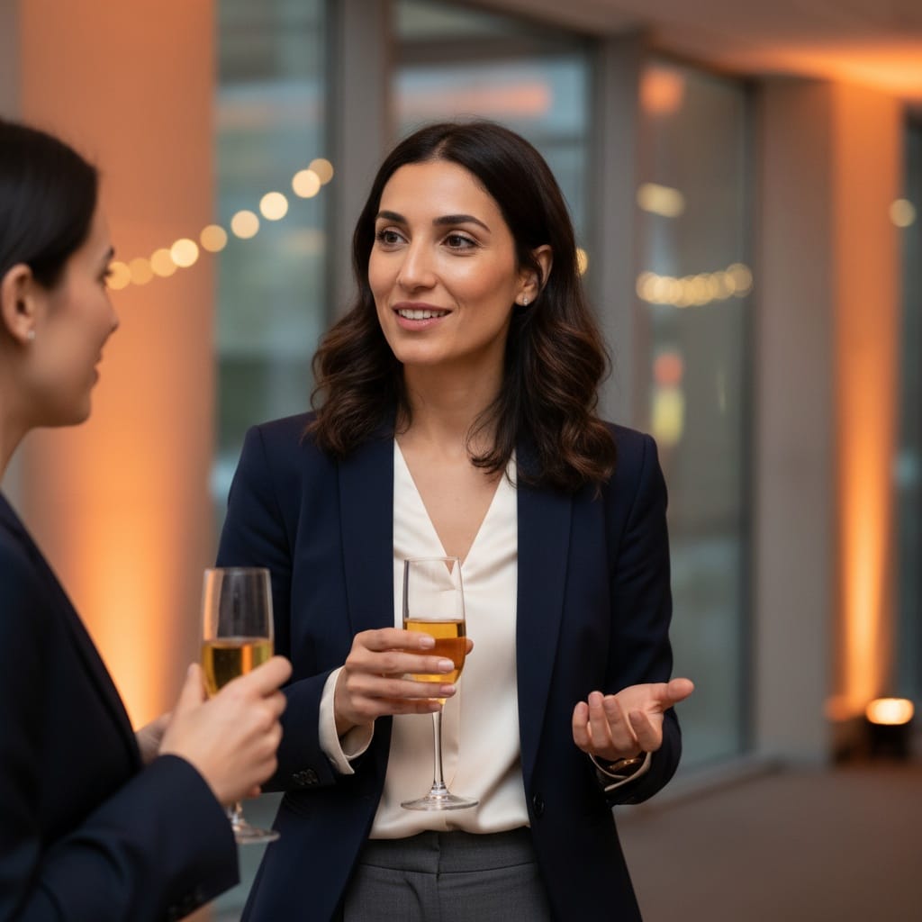 petite middle_eastern woman team networking conversation 21136606