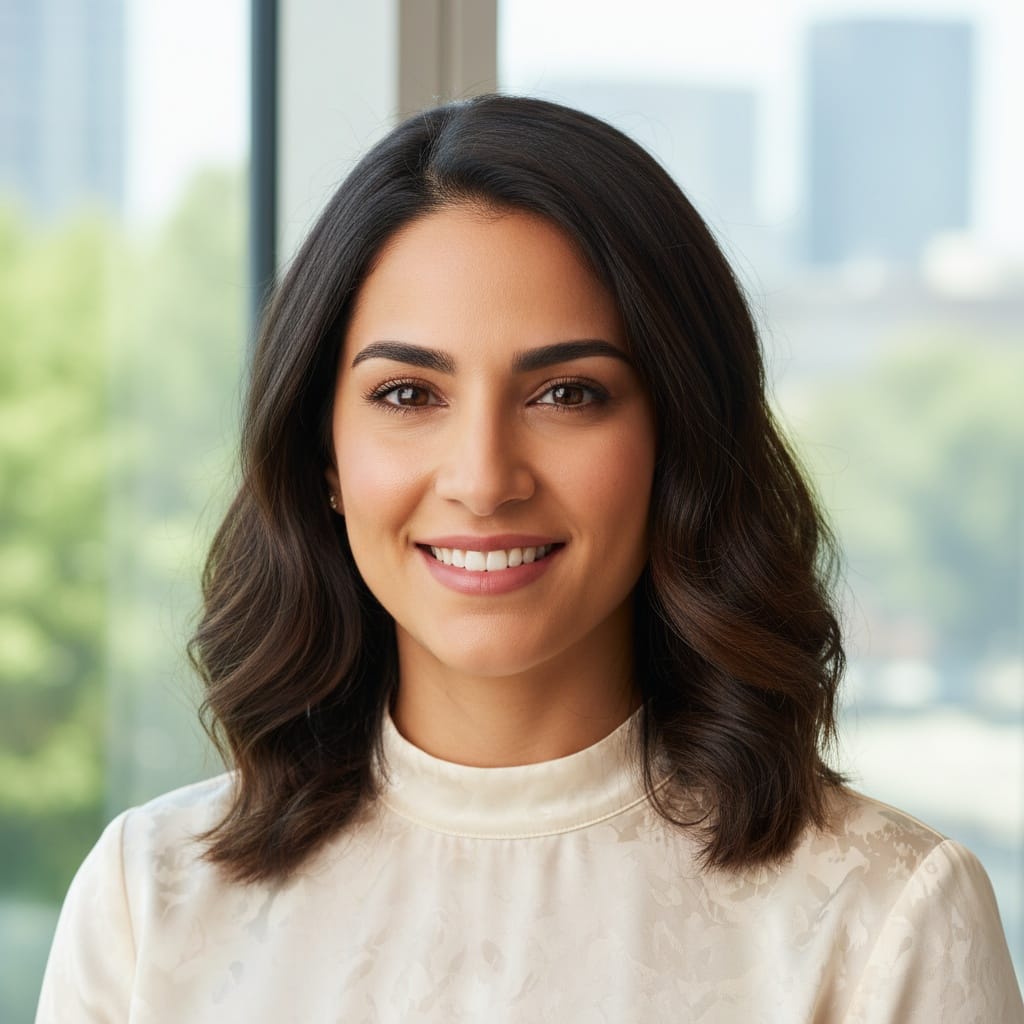 petite middle_eastern woman window natural light headshot 70378274