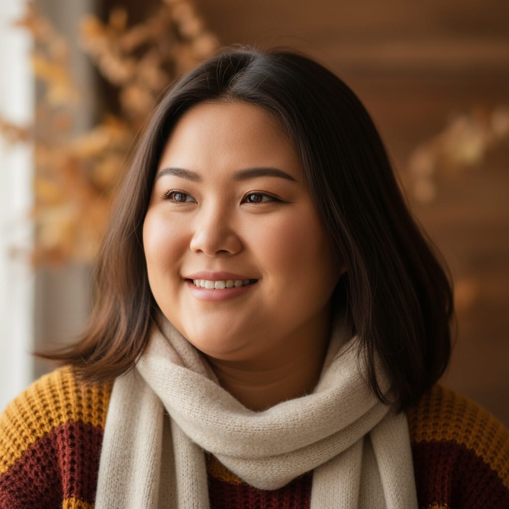 plus_size asian woman grateful close up thanksgiving 30476206