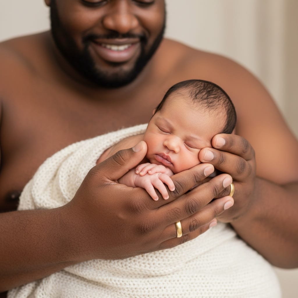 plus_size black man newborn close up with parent hands 13813059