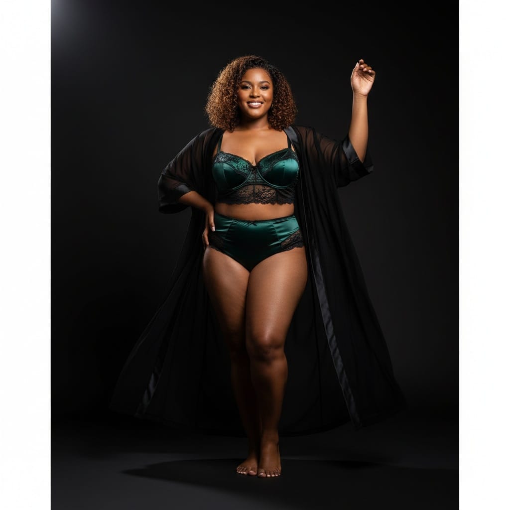 plus_size black woman black backdrop dramatic lighting 44972016