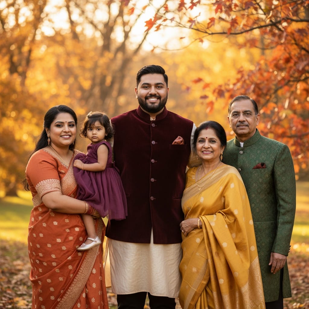 plus_size indian man formal portrait autumn background 17244446