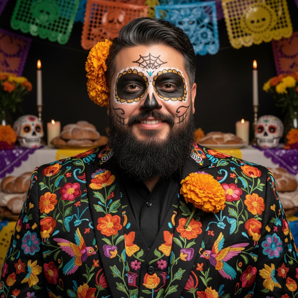 plus_size middle_eastern man day of dead celebration 19490600