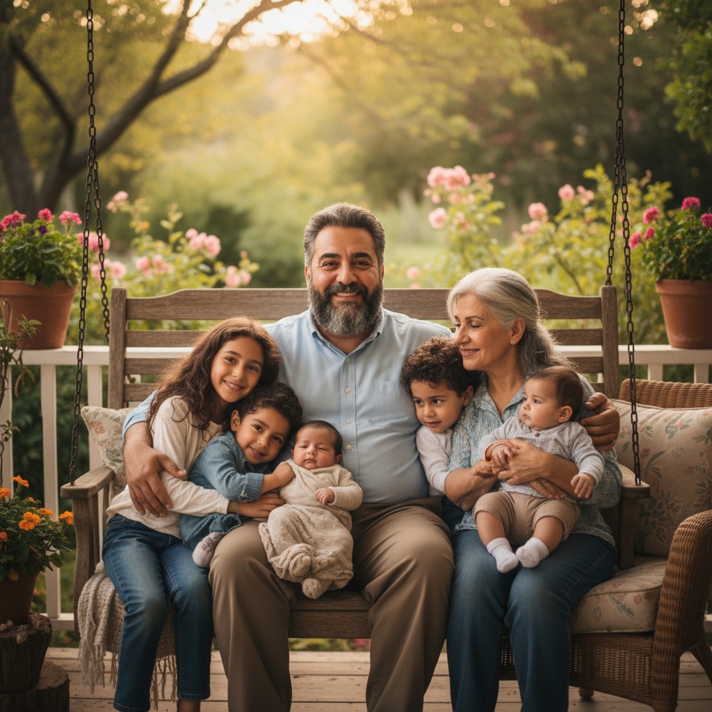 plus_size middle_eastern man grandparents with grandchildren 68023006