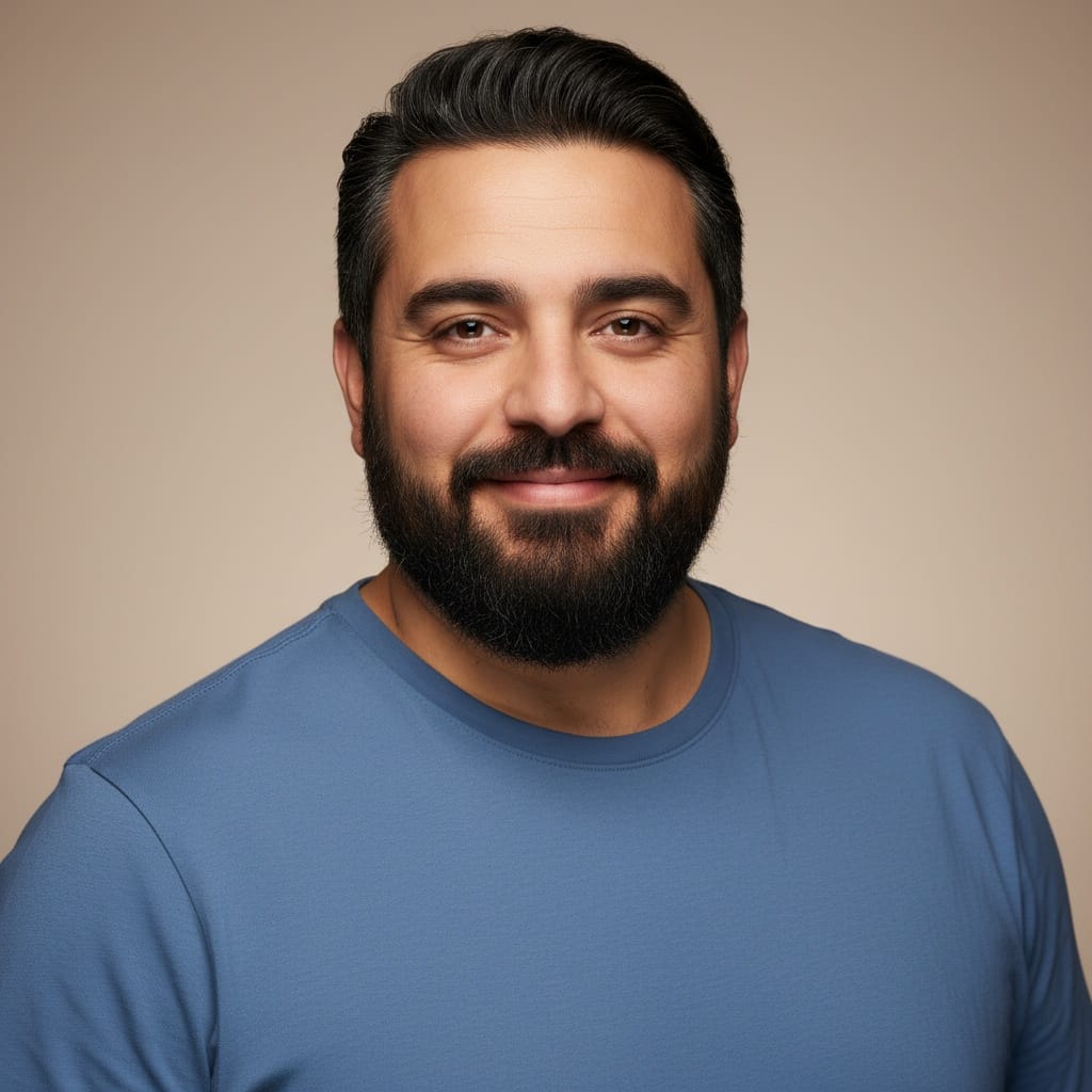 plus_size middle_eastern man neutral beige shoulders up 52234360