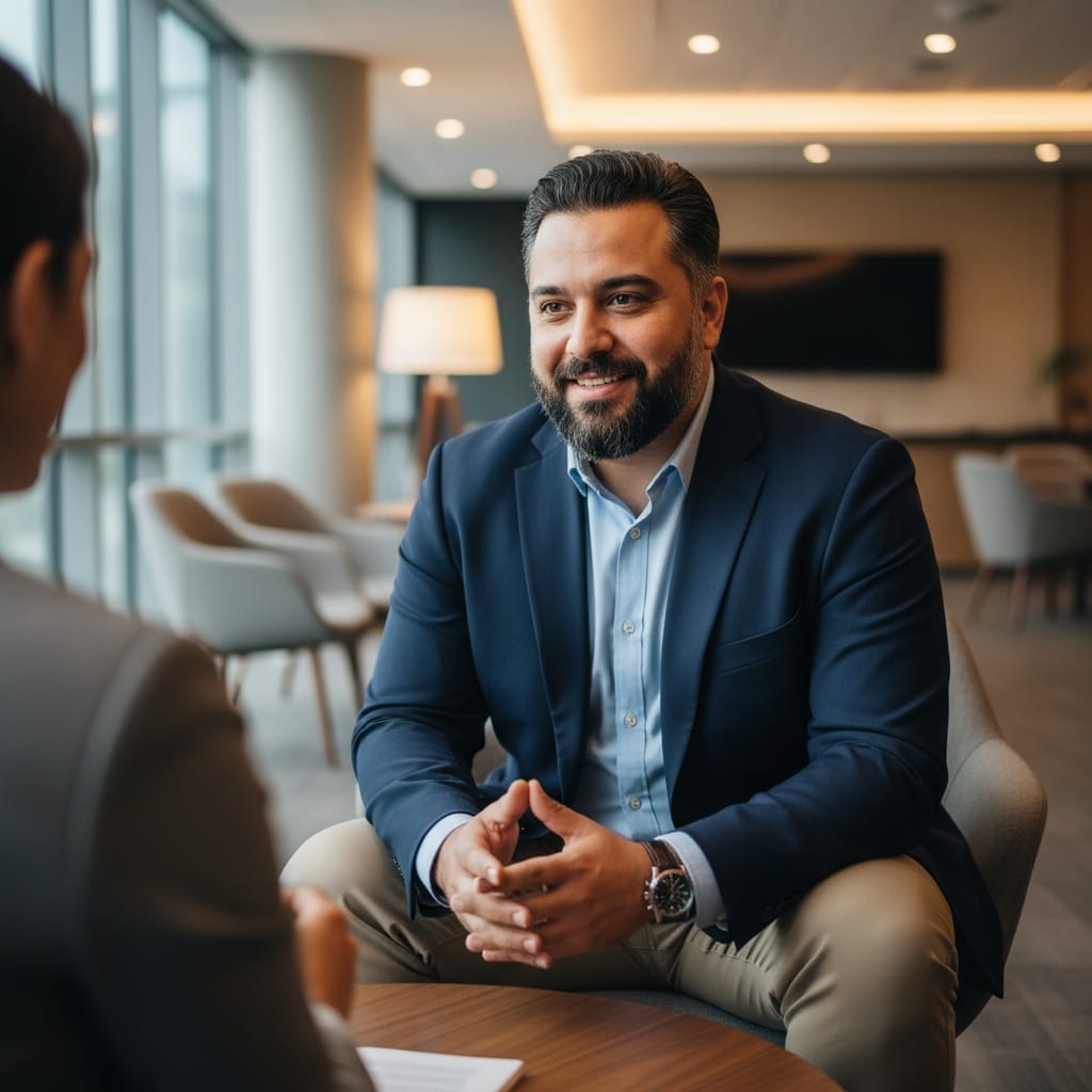 plus_size middle_eastern man one on one meeting space 20798230