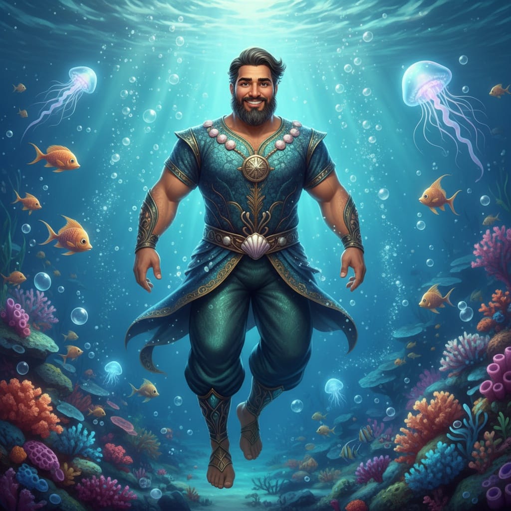 plus_size middle_eastern man underwater mermaid scene 19915225