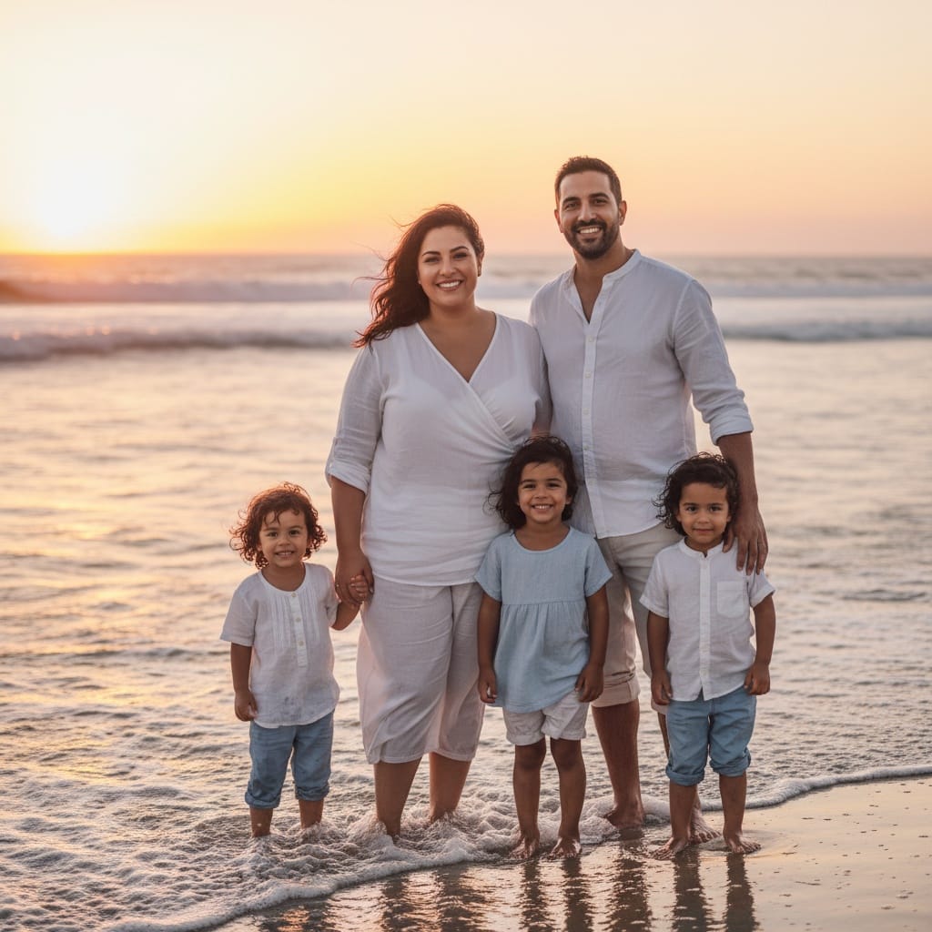 plus_size middle_eastern woman beach sunset shoreline 62701908