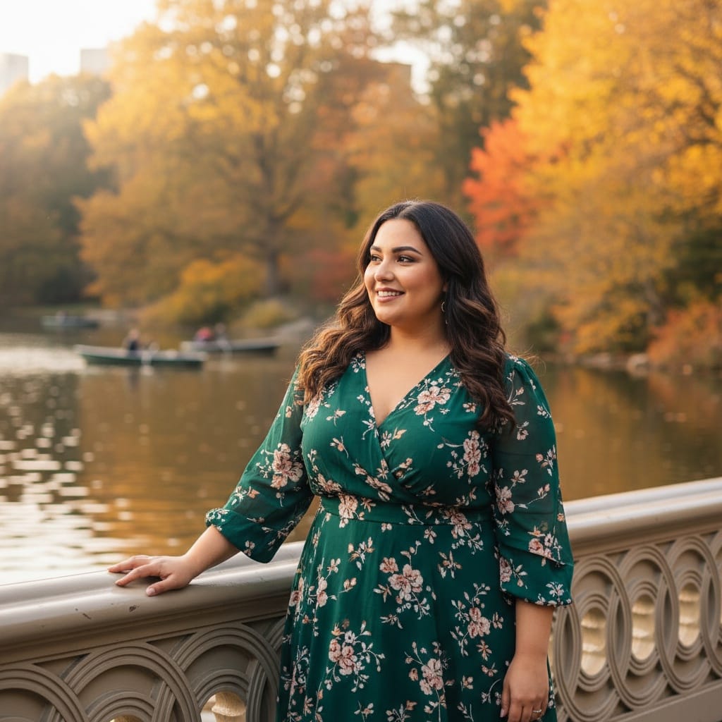 plus_size middle_eastern woman central park bow bridge 71166278