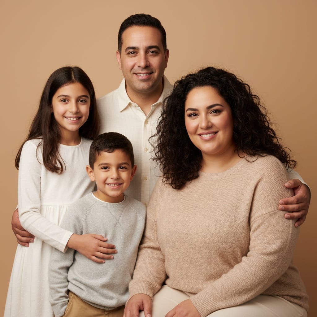 plus_size middle_eastern woman classic studio neutral background 29865383