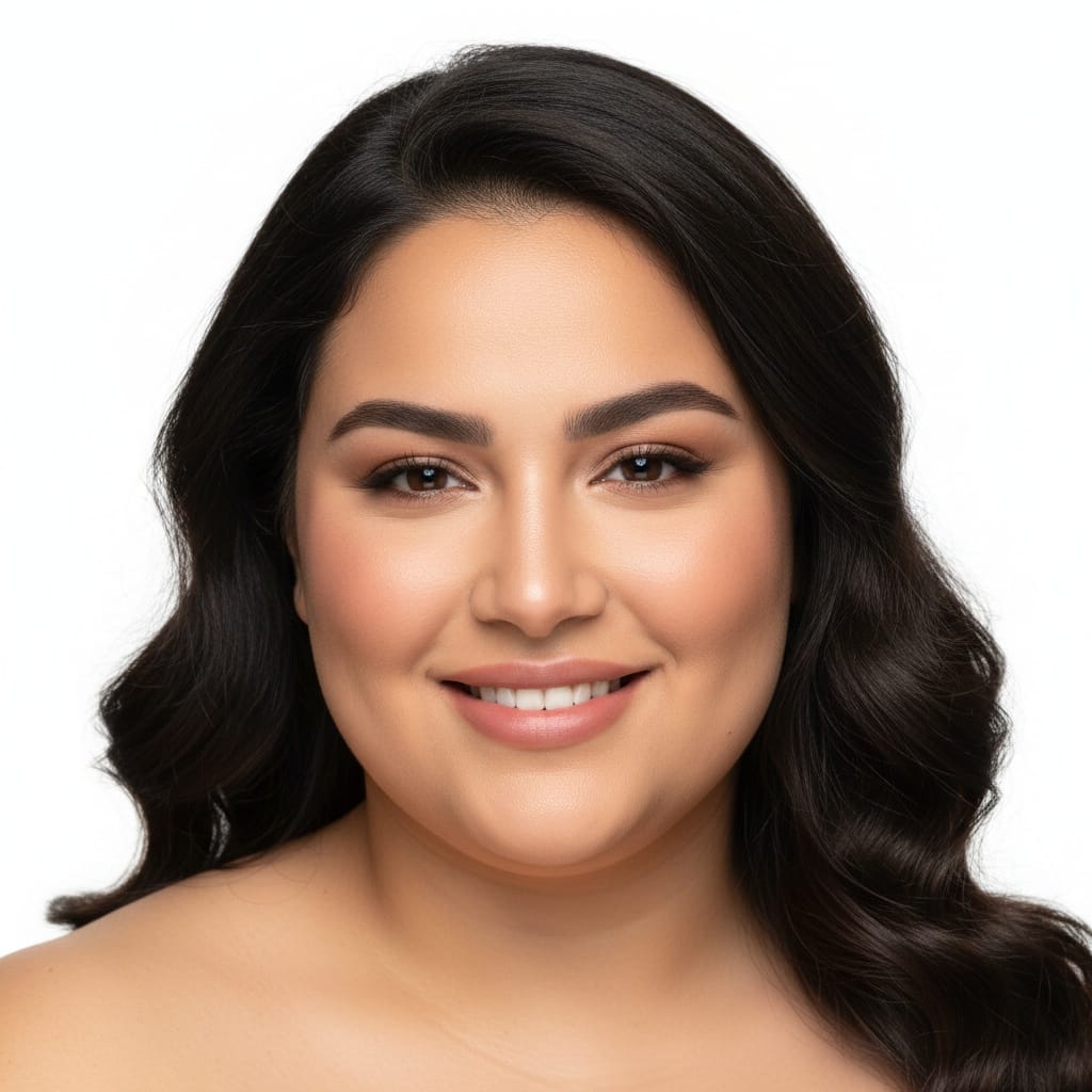 plus_size middle_eastern woman classic white backdrop beauty 41353684