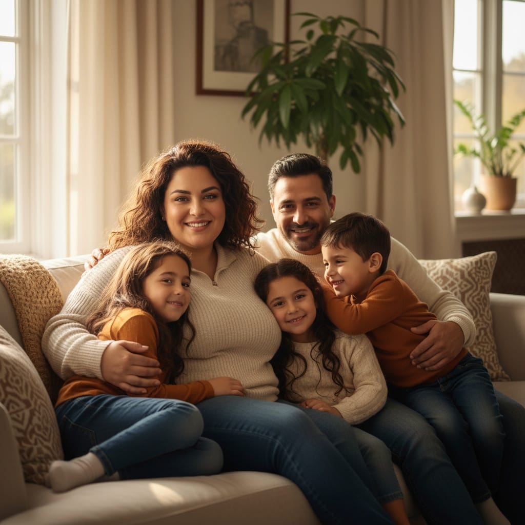 plus_size middle_eastern woman cozy living room couch 23348624