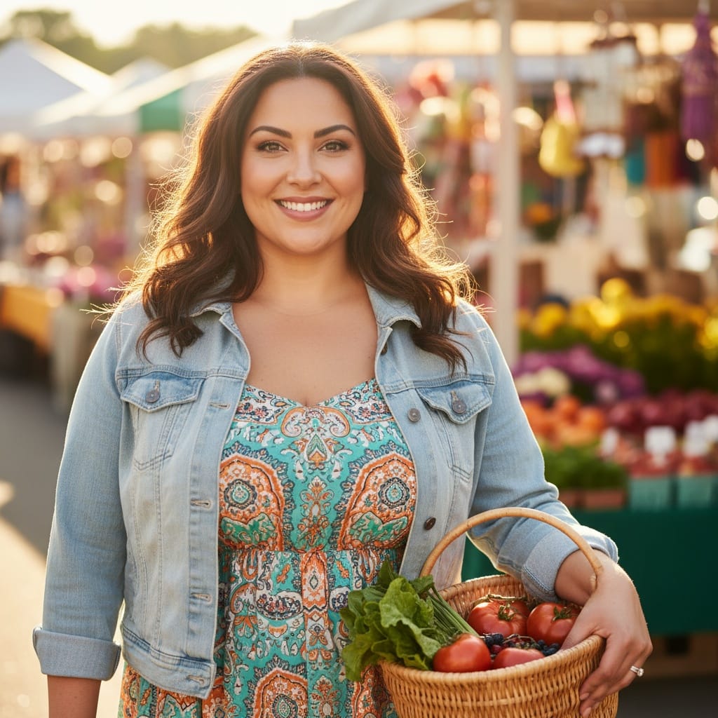 plus_size middle_eastern woman farmers market lifestyle 88612168