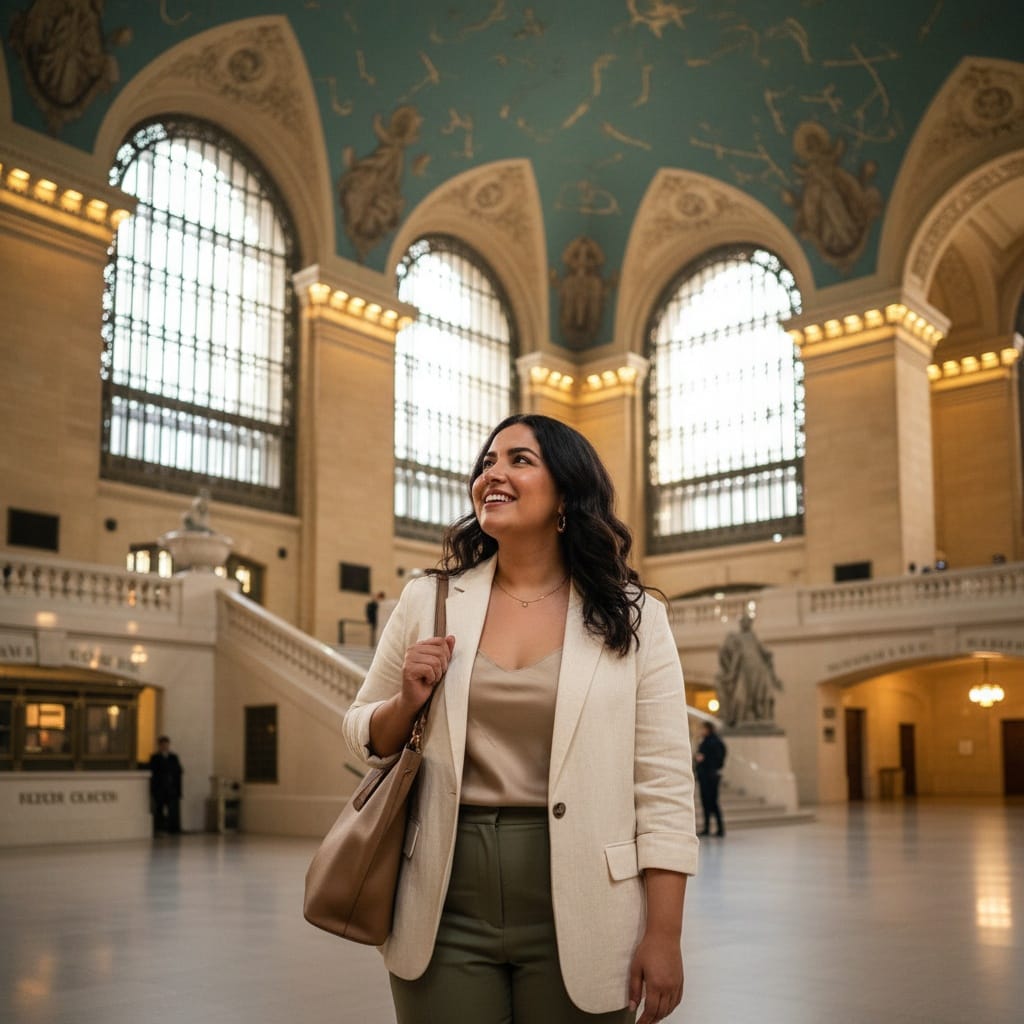 plus_size middle_eastern woman grand central terminal interior 87356568