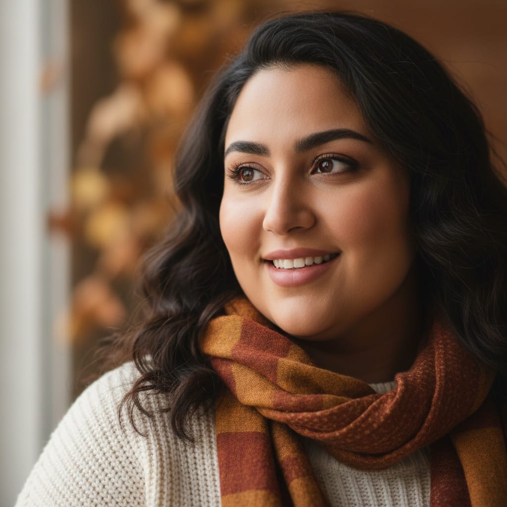 plus_size middle_eastern woman grateful close up thanksgiving 81669629