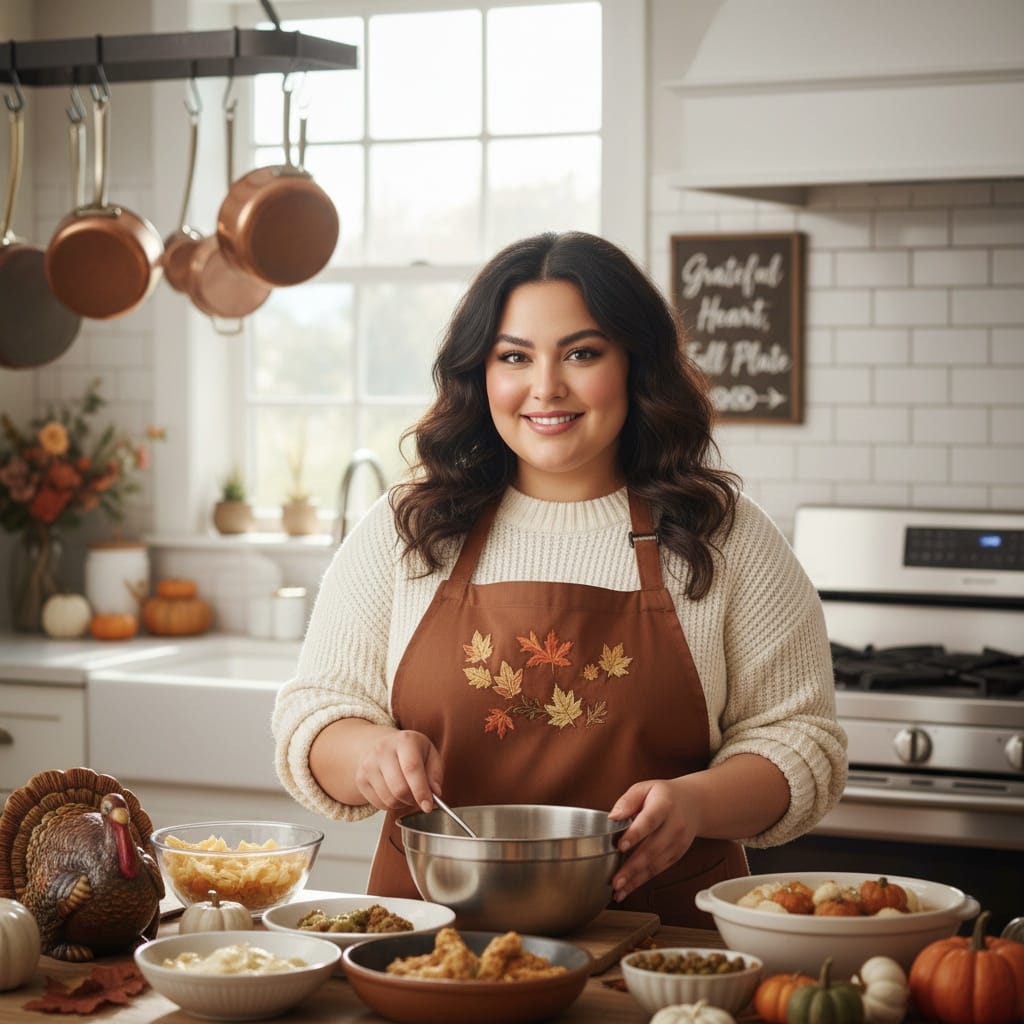 plus_size middle_eastern woman kitchen cooking thanksgiving 38111427