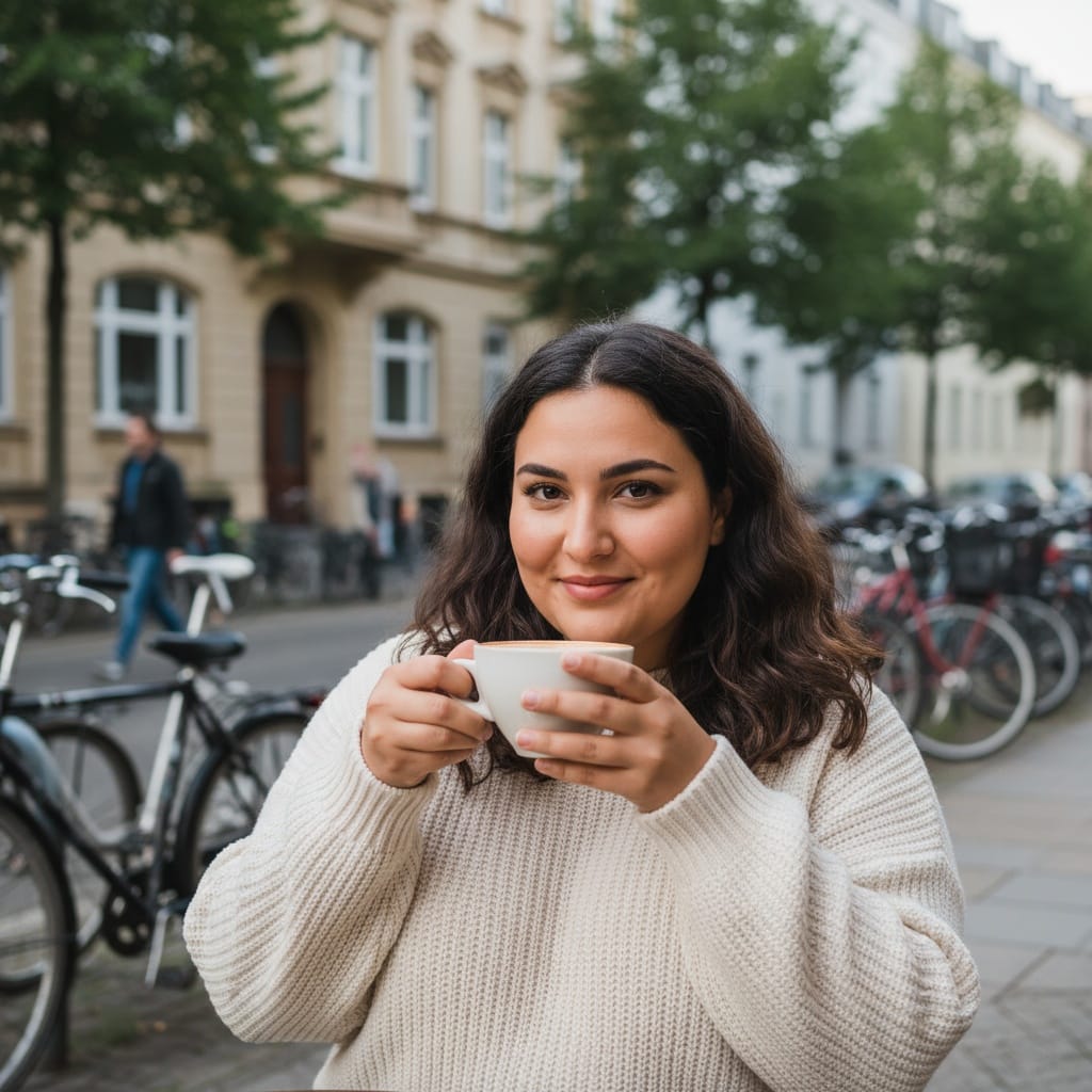 plus_size middle_eastern woman kreuzberg street cafe 99389426