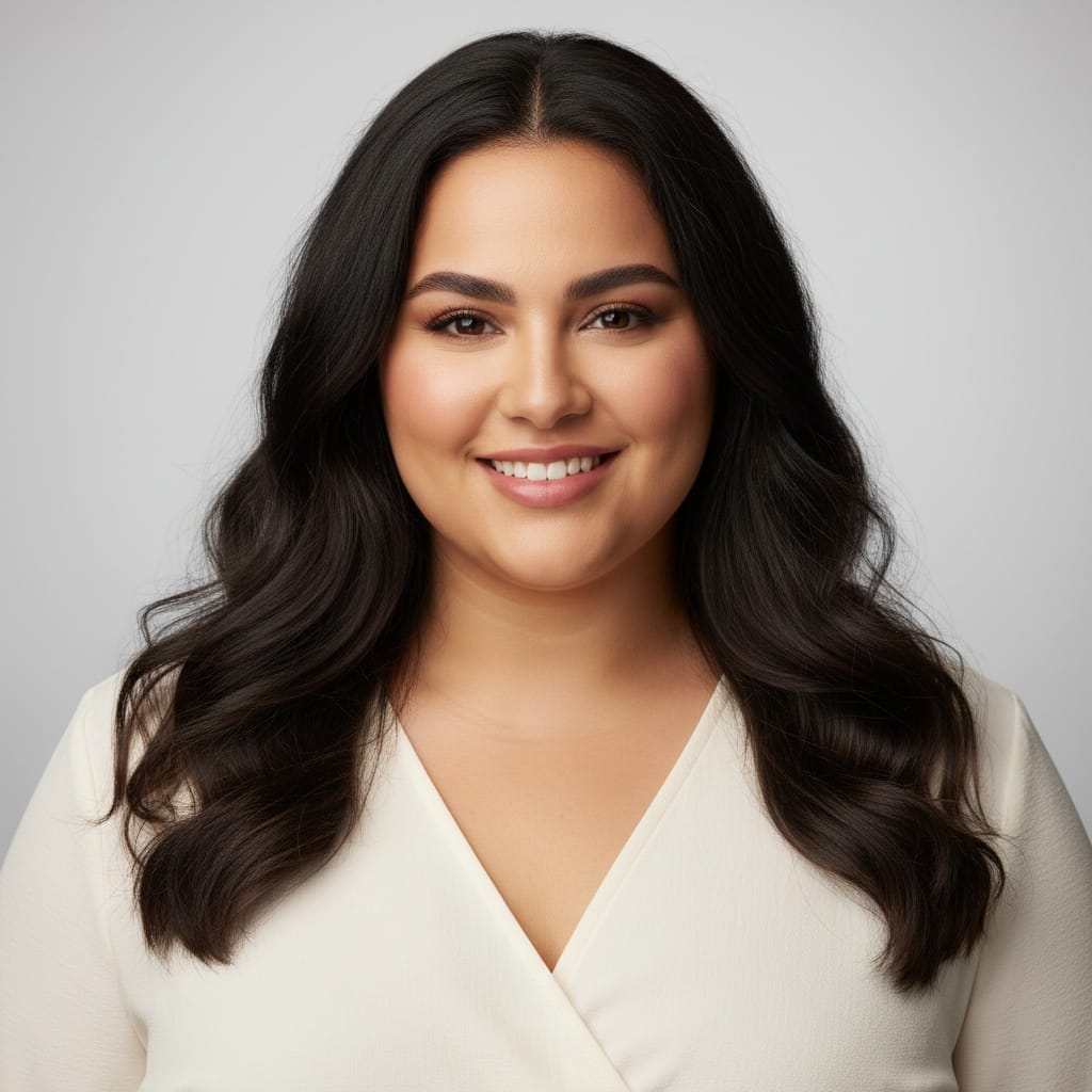 plus_size middle_eastern woman smiling commercial friendly 35661551