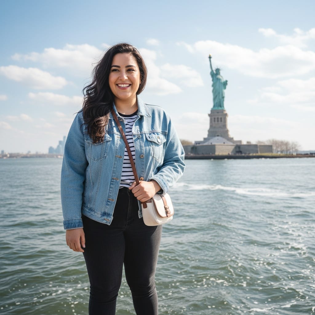 plus_size middle_eastern woman statue of liberty ferry 43904941