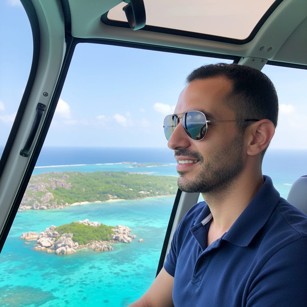 slim middle_eastern man helicopter aerial island view 47771734