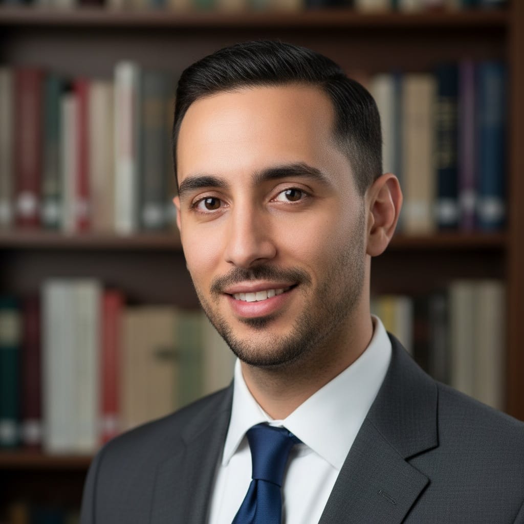 slim middle_eastern man library bookshelf background 86627982