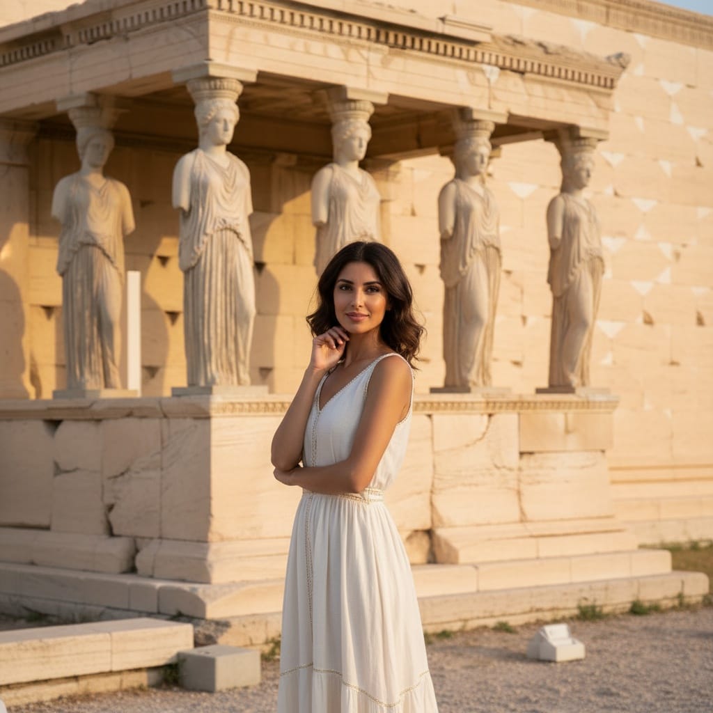 slim middle_eastern woman caryatid porch erechtheion 59450485
